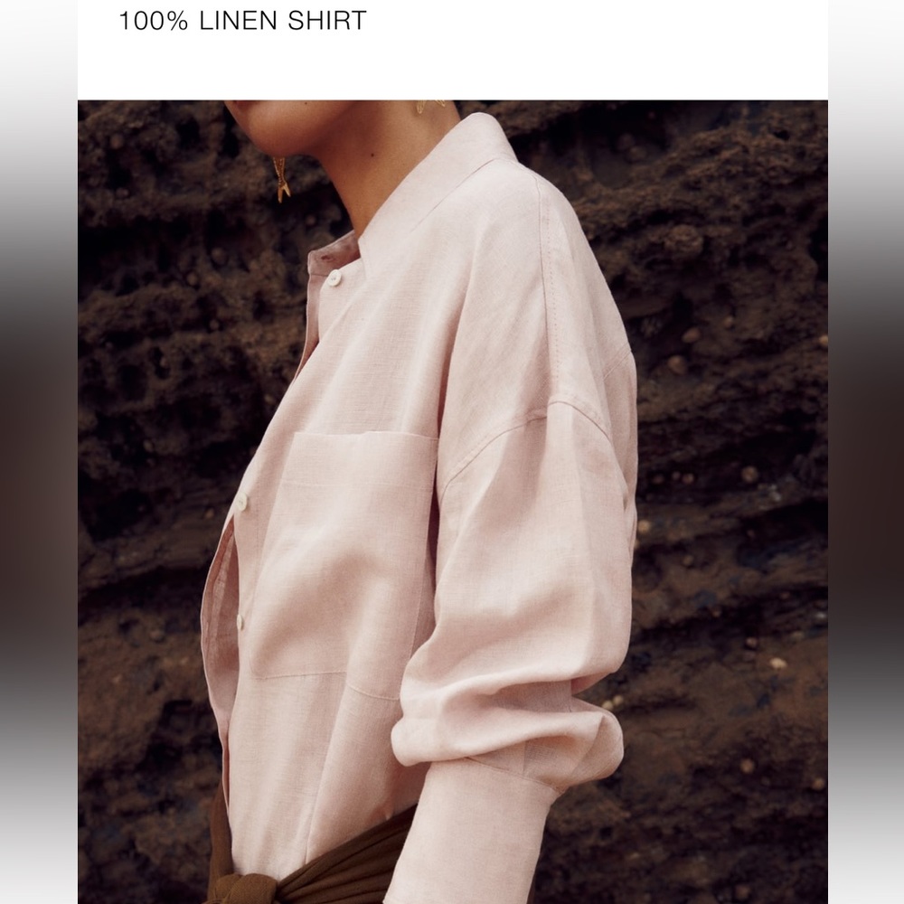 Zara 100% linen - light pink XS button up